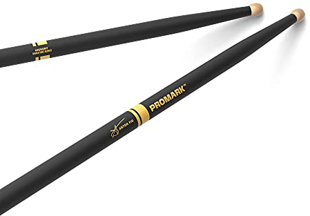 ProMark Schlagzeug Sticks - Anton Fig Drum Sticks - ActiveGrip - Wird klebriger, wenn die Hände schwitzen - Active Grip Finish, Große runde Spitze, Hickoryholz - 1 Paar