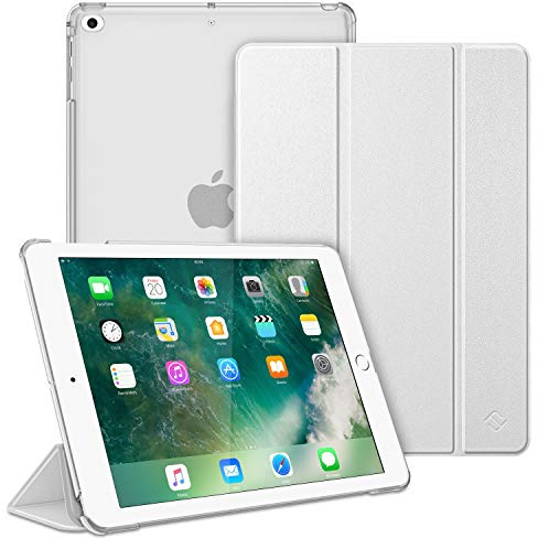 FINTIE Coque pour iPad 6e & 5e Génération 2018/2017-9.7 Pouces | Étui Mince et Léger, Housse Arrière Translucide Givrée, Sommeil/Réveil Automatique, Argent