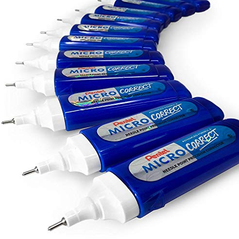 Pentel Stylo Correcteur Micro Correct - Pointe Fine - Lot de 12 - 12 ml