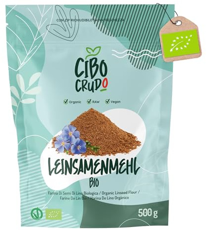 Bio Leinsamenmehl - 500g. Gold Leinsamenmehl Low Carb. Leinmehl Ballaststoff und Nährstoffreich. Leinsamen Gemahlen Bio.