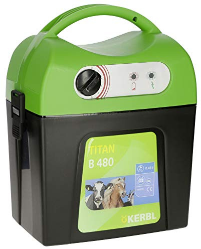 Kerbl TITAN B 480 Appareil de clôture électrique sans fil pour chevaux, pour enclos à faible croissance, pour clôtures standard)