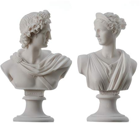 BeautifulGreekStatues Artemis Diana und Apollo Büste Griechische Statuen Handgemachte Figur Götter Alabaster Kunsthandwerk