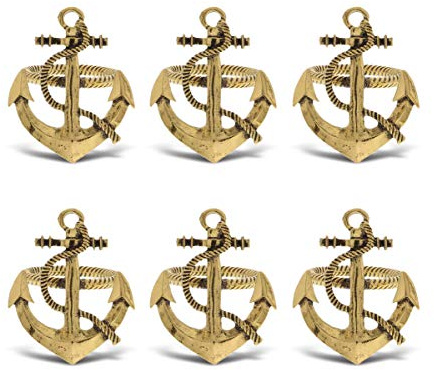 KitchaBon Goldene Serviettenringe Set mit 6 Stück, Tischdekoration für Tischdekoration, ausgefallene Bankette und Hochzeitsdekorationen für Empfang, Anker