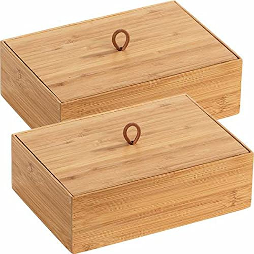 WENKO Bambus Box Mod. Terra L mit Deckel 2er Set 2er Set, Aufbewahrungsbox, Badkorb Braun