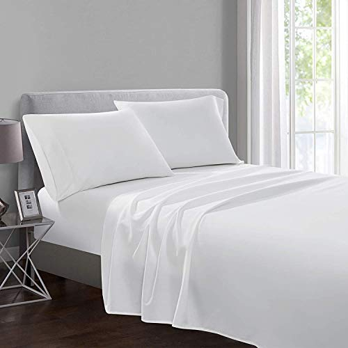 Yorkshire Bedding Flat Sheets Double 100% Egyptian Cotton Bed Sheet 200 Thread Count Breathable and Fade Resistant Hotel Quality White Sheets (225 cm x 275 cm)