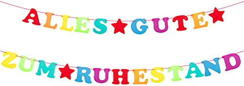 BETESSIN 'Alles Gute Zum Ruhestand' Girlande - Filz, Bunt, 6m, Ruhestand Party Deko