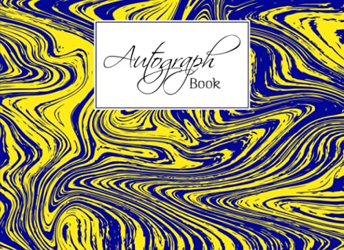 Autograph Book: Premium Yellow Blue Marble Cover | Signatures Blank Scrapbook, Memorabilia Album Gift, Keepsake Memory Book, Size 8.25 x 6 By Henning Rausch