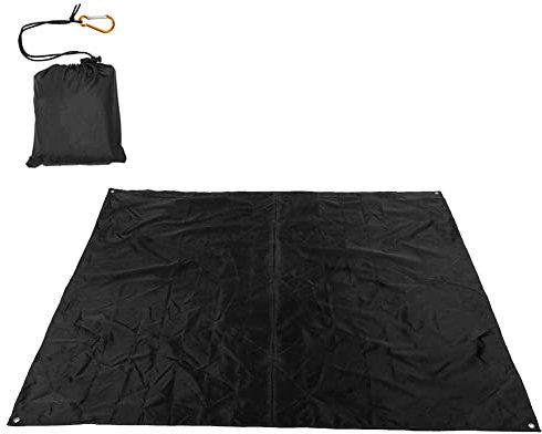 ciciglow Picknickdecke,Stranddecke Strandmatte Campingdecke, Wasserdicht,Feuchtigkeitssicher,Kompakt kleines packmaß,für Strand, Camping, Wandern, Picknick,143x153cm Schwarz