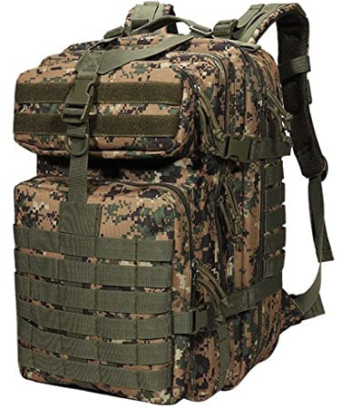 Bqxxdeo 45L Jagdrucksack mit großer Kapazität 600D Nylon Reißfester Rucksack Bergsteigertaschen Digital Camouflage