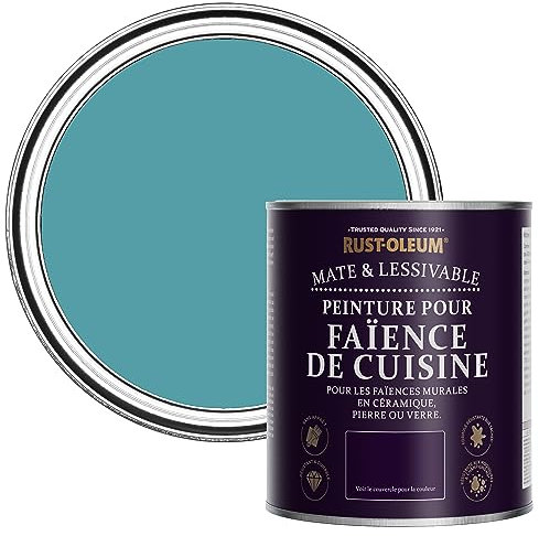 Rust-Oleum Peinture Bleue Résistante à l'eau pour Faïence de Cuisine, Finition Mate - Pétrole 750ml