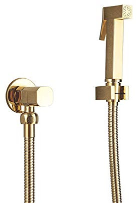 Toilet Hand Bidet Faucet Golden Bathroom Bidet Shower Sprayer Brass Wall Mounted Hot Cold Mixer Bidet Tap Stainless Steel Hose