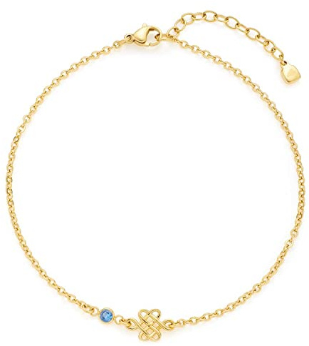 JEWELS BY LEONARDO Fußkette Ciao Arina • zartes Fuss-Kettchen aus goldfarbenem Edelstahl • Unendlichkeits-Symbol und einem blauen Glas-Kristall • 23,5-27,5 cm Länge • Damen Schmuck • 022984