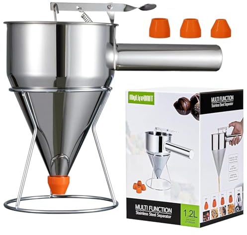 Multi-caliber Pancake Batter Dispenser, Stainless Steel Funnel Cake Dispenser, Piston Funnel Cake Maker for Pancakes, Cupcakes,Crepes,Muffin,Waffles, Chocolate balls (1200)