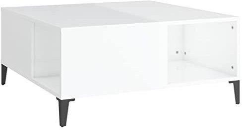 vidaXL Couchtisch, Tisch für Wohnzimmer, Sofatisch mit viel Stauraum, Beistelltisch Wohnzimmertisch Telefontisch Holztisch, Hochglanz Weiß Holzwerkstoff