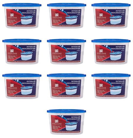 Straame Home | Interior Dehumidifier | Helps Prevent Damp, Mildew, Mould and Condensation | Long Lasting | Hydrophilic Crystals | Ideal for Any Room | (Interior, 10)