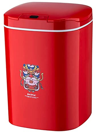 SOCUY Poubelle Salle Bain Poubelle À Induction Intelligente Touchant Poubelle Silencieuse avec Couvercle-Poubelle Couvercle À Ouverture Automatique Poubelles Cuisine (Color : Rot, Size : 22 * 32cm)