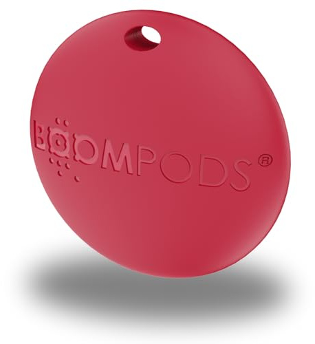 Boompods Boomtag Bluetooth Key Finder - Schlüsselfinder, Mini Smart Tracker Tag kompatibel mit Apple Wo ist? App, für Schlüssel/Brieftasche/Gepäck GPS Tracking, nachhaltig hergestellt - Rot