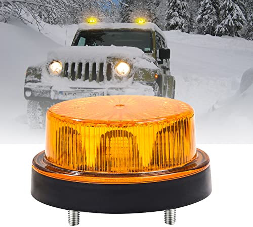 Biqing Gyrophare LED Orange 12V-24V, Rond Stroboscopique Signalement d'avertissement Lumières 2 Modes de Flash Strobe Beacon Light Pour Voiture Véhicule Camion Remorque Van,1PC