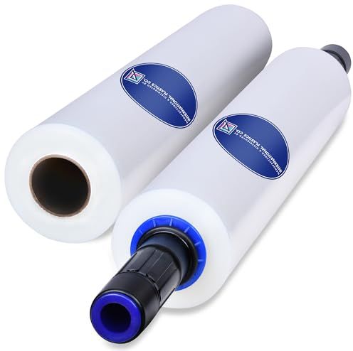 2-pack – INTERNATIONAL PLASTICS CO. Stretch film rulle, 365 m 500 % stretch industriell styrka 38 cm bred klar plastfolie med utökade handtag för lastpallsomslagning frakt flyttning