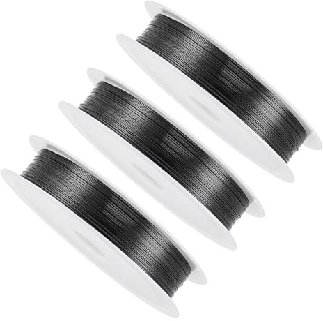 CoCud 3 Stück Kupferdraht 28 Gauge 0,3 mm Durchmesser Kupfer schwarz | 15 m Länge, rostfreie glatte Perlenfäden, für DIY-Bastelarbeiten