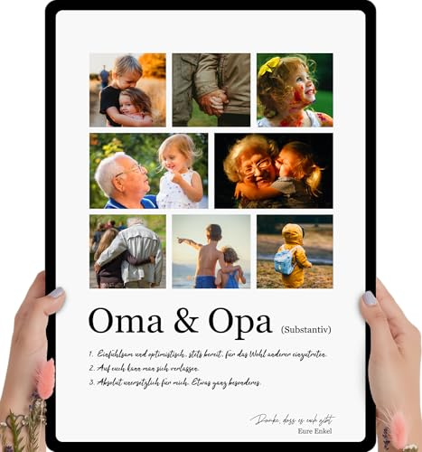 Elbeffekt Oma und Opa Geschenk Weihnachten - Personalisiertes Fotogeschenk auf Holz - Geschenke für Großeltern, Beste Opa, Geschenk Oma, Geschenke für Großeltern zum Geburtstag, 8 Bilder