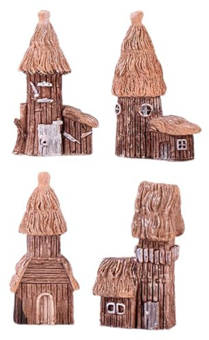 BESPORTBLE 4piezas Adorno De Casa Miniatura De Resina para Decoración De Jardines y Espacios Interiores Diseño De Casa De Campo Portable y Encantador