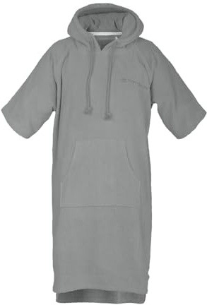 TOM TAILOR Surf poncho för kvinnor och män, S–M, 100% bomull/frotté, badponcho med huva, magväska och logotypbroderi, grå (Moody Grey)