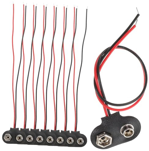 Homoyoyo 50 Clips de Connecteurs à Clip pour Pile 9v T-Type en Fer et Cuir PU, Installation Facile, Protection Fiable pour Remplacement Batterie ou Bricolage Alimentation