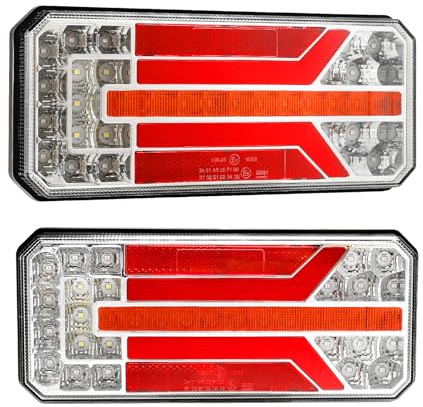 Yuanjoy 2 Stück Anhänger Rückleuchten, 12 V/24 V Rückleuchte, IP67 Wasserdichtes Rücklicht mit Brems, Blinker, Standpunkt, Rückfah, Nebel für Anhänger, LKW, Wohnwagen, Van, Traktor