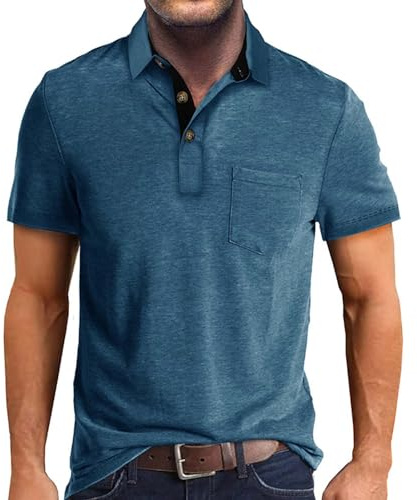 Uwdiohq T-Shirt à Manches Courtes pour Hommes, Mode Printemps et été décontracté, Boutons à, Couleur Unie, Hauts T - Shirt pour Hommes Décontracté Et Élégant