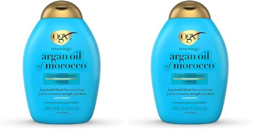OGX Renewing + Argan Oil of Morocco Conditioner (385 ml), regenerierende Haarspülung mit marokkanischem Arganöl, Haarpflege Spülung, sulfatfrei (Packung mit 2)
