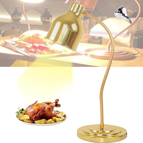 LNNLOO Chauffe-Plats À Tête Unique (avec Ampoules), Lampe Chauffante pour Buffet, Réglable À 360° Librement, Hauteur 70 Cm + Diamètre : 19 Cm, pour Maintenir La Température des Plats,B