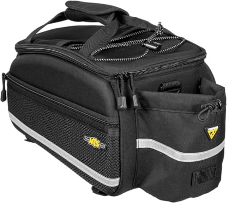 Topeak MTS TrunkBag EX 2.0 Water Resistant Cycle Trunk Bag with expandable pannier sides, attaches to a rack with straps, Black