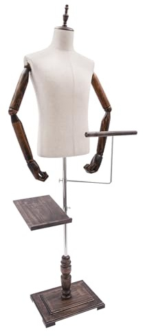 Schaufensterpuppe Männlich Schneiderpuppe Verstellbar Höhe Nähpuppe Schneiderpuppen Büste für Männer mit Hosenständer und Schuhhalterung zum Ausstellen und Nähen (Weiß)