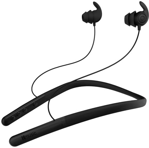 Hmusic HS88 Bluetooth Sleep Earphones for Side Sleepers, Flat/Thin Noise-blocking Sleep Earbuds, Soft & Comfortable Wireless Neckband Headphones for Sleeping Yoga Workout Travel Relax (Black)