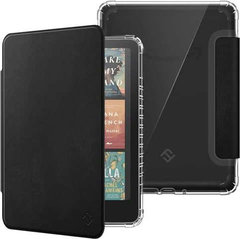 FINTIE Fodral för 7 tum Kindle Paperwhite 2024 (12:e generationen) och Kindle Colorsoft Signature Edition (1:a generationen), transparent mjukt TPU-fodral för automatisk standby/skärmaktivering, svart
