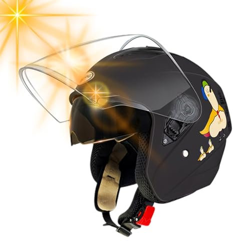 Nuyhadds Leichte Motorradmütze, Schutzhelm | Leichte Motorrad-Kopfbedeckung mit Doppellinse - Winddichte Sicherheits-Gesichts-Fahrradmützen, warme 3/4-Kopfbedeckung mit offenem Gesicht zum Radfahren,