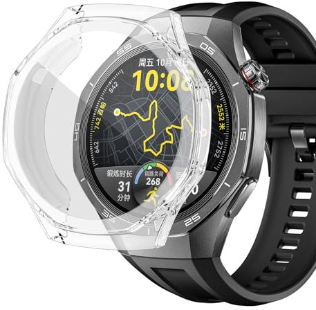 sciuU Protective Case compatible with Huawei Watch GT 5 Pro 46mm, All-around Flexible TPU Case with Built-in Screen Protector, Soft Frame & Shockproof Cover fit GT5 Pro Smartwatch - Transparent