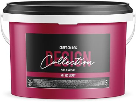 Craft Colors® 5L hochwertige Wandfarbe edelmatt, Kreidefarbe made in Germany, DESIGN Collection No. 465 Urrot