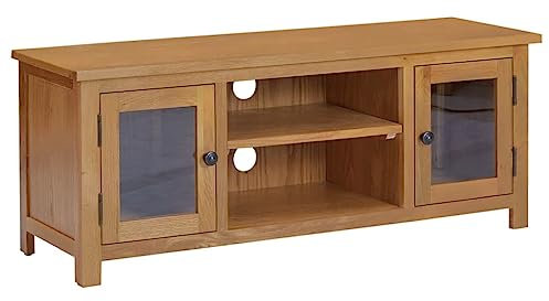 YITHOPI TV-Schrank 110x35x44 cm Massivholz Eiche Büro-TV-Ständer TV-Schrank für das Schlafzimmer Wohnzimmer TV-Ständer für Büro, Wohnzimmer, Schlafzimmer