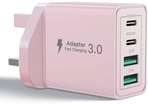 USB C Plug, 40W 4-Port Fast Charger Multi USB Plug UK Dual Port PD USBC Power Adapter+QC Wall Charger, Type C Fast Charging for iPhone 16 Pro Max 15 14 13 12 11 Pro Max XS XR SE 8 7, iPad