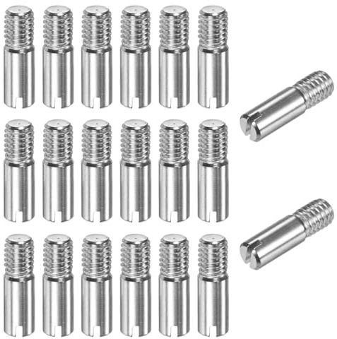 M METERXITY 20-Pack M6 x 20mm Slotted Cylindrical Pin Dowel, 304 Stainless Steel External Thread Locating Dowel Parallel Pins for Metal Devices/Wooden Projects [Silver Tone]