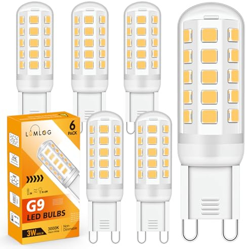 Lumlog G9 Led Bulbs, 3W Warm White Light Bulbs, Equivalent to 30-40W Halogen, 400Lm, 3000 Kelvin 220-240V No Flicker Non-Dimmable Energy Savingor Lighting Decor [Energy Class D] (6 Pack)