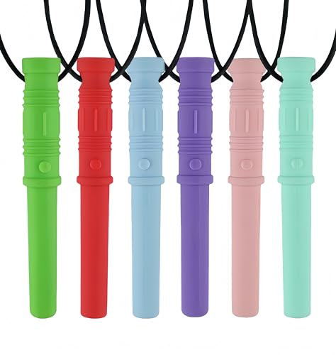 RUIOMII 6 Stück Silikon Kaukette für Kinder Adhs, Farbe BeißKette Kinder Adhs, Beißkette