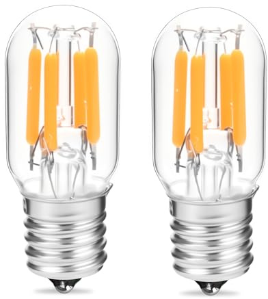 ZSSXOLED Microwave Oven Light Bulb 3W 125V E17 LED Bulb T22 (40W Equivalent), E17 Base LED Tubular Filament Bulb for Oven Stove Top Range Hood Appliance Replacement Light Warm White 3000K (Pack of 2)