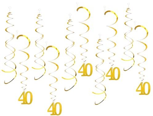 20 Stück Gold 40 Geburtstag Deko Spiralen，40 geburtstagsdeko luftschlangen, Spirale Girlande für Feier Dekoration, Klassentreffen Dekoration