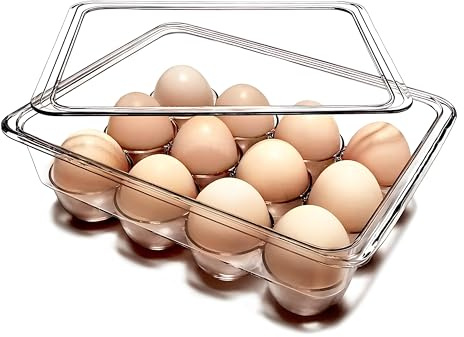 Huevera Cuadrada Transparente con Tapa para 12 Huevos, Bandeja Porta Huevos Apilable sin BPA, Organizador de Huevos de Plástico para Nevera, Contenedor Resistente para Conservar Frescos y Ordenados