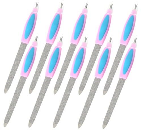 VICASKY 10 Stück Doppelseitige Metall Nagelfeilen 14,5cm Rostfrei Dicke Zehennagelfeilen für Fuß und Fingernägel Maniküre Pediküre Zubehör für Zuhause und Nagelstudio