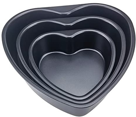 EdirFtra 3 Pezzi in Alluminio a Forma di Cuore tortiere tortiera, Cuore Torta di Latta Amore Torta Muffa, Antiaderente Cuore Forma tortiere tortiera, Cuore Forma Torta tortiera con Fondo Rimovibile