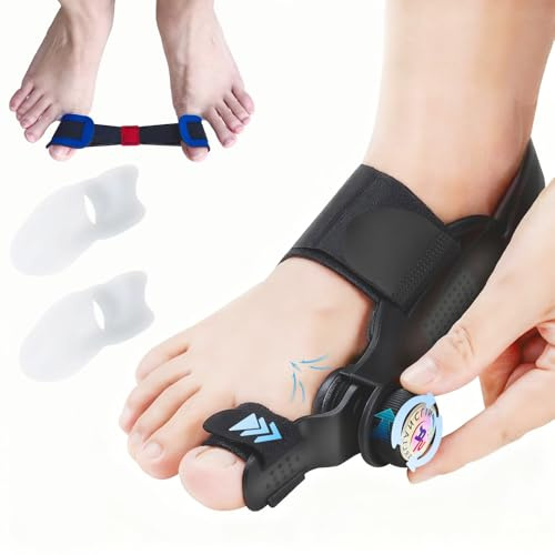 QIDUHUQI Hallux Valgus Korrektur Set, Upgrade Version mit Verstellbarer Hallux Valgus Schiene, Zehenstreckerband, 2X Silikon Zehenspreizer, Reduziert Hallux Valgus Belastung für Tag und Nacht Unisex